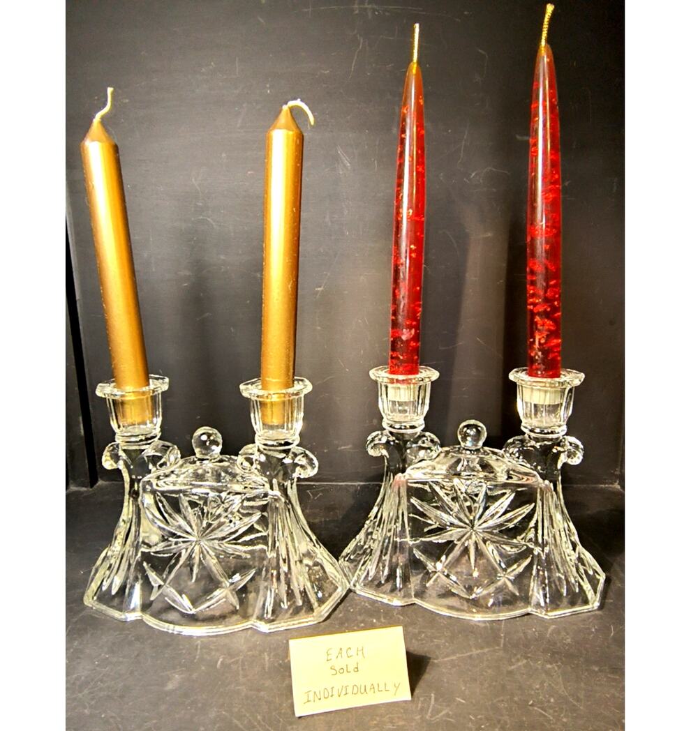 1938.  Vintage EAPC Double Candle Holder Anchor Hocking 1960s
